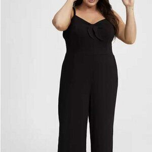 Torrid Rayon Slub Tie Front Jumpsuit Deep Black size Large